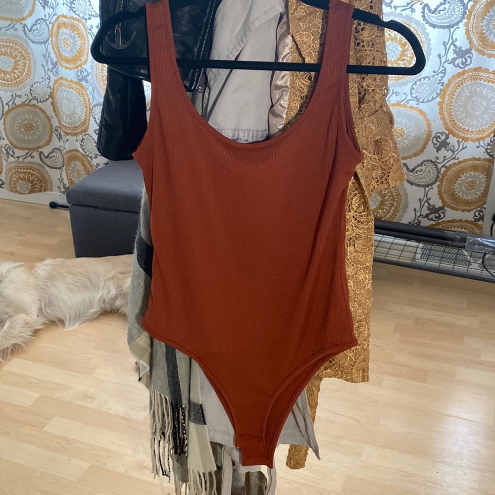 Burnt orange rubbed body suit